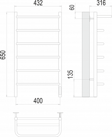 Полка П6 400х650 Электро (quick touch) Полотенцесушитель  TERMINUS Волгоград - фото 3