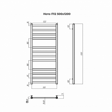 Ното П12 500х1200 Полотенцесушитель TERMINUS Волгоград - фото 3