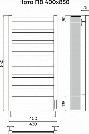 Ното П8 400х850 Электро (quick touch) Полотенцесушитель TERMINUS Волгоград - фото 3