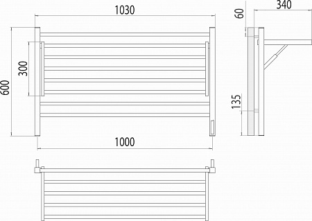 Горизонт П8 1000х600 электро КС ЧЕРНЫЙ МУАР (sensor quick touch) Полотенцесушитель TERMINUS Волгоград - фото 5